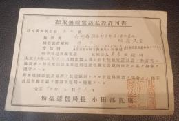 聴取無線電話私設許可書