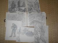 戦時中の軍人のスケッチ画　約20枚