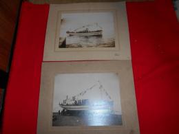 樺太　漁船　写真　2枚　　　樺太蘭泊　　台紙付