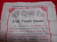 TOOTH LION PASTE　ライオン練歯磨　チラシ　1枚　　獅子印初代ロゴマーク入