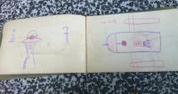 ウサミ　トクエの図画　　肉筆　　クレヨン画　