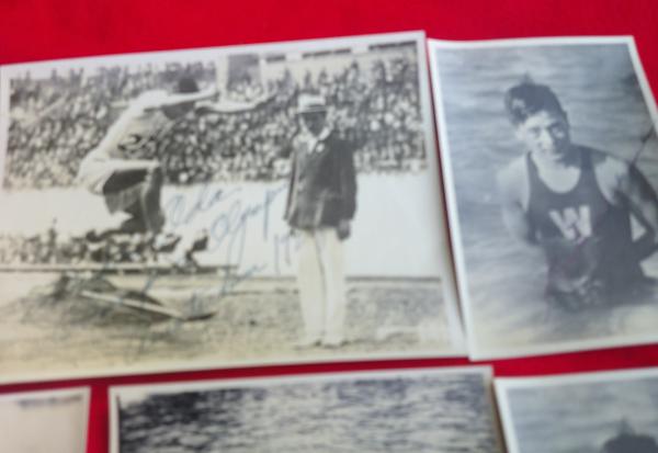 戦前 アムステルダムオリンピック 選手 印画紙見本 8枚 サイン付き