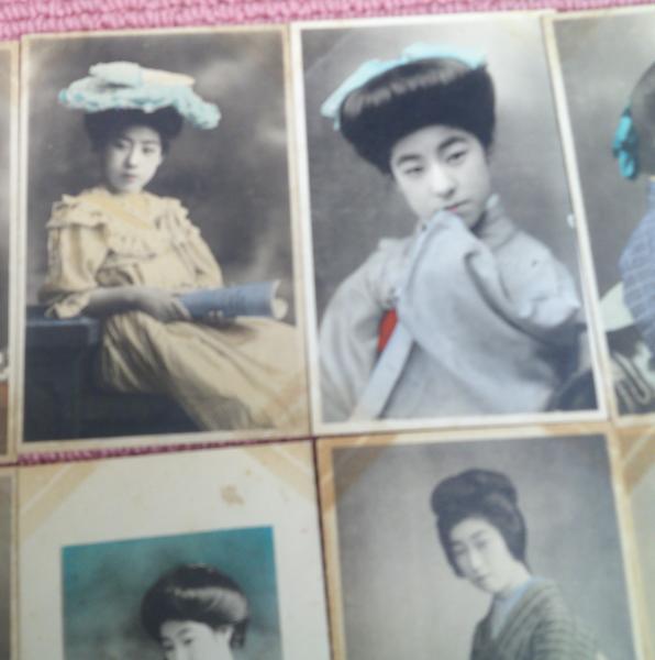 戦前　 絵葉書 手彩色 美人　11枚（内モノクロ１枚）明治大正令嬢　清楚　着物 美人絵葉書 11枚（手彩色10枚 モノクロ1枚） / 古本、中古