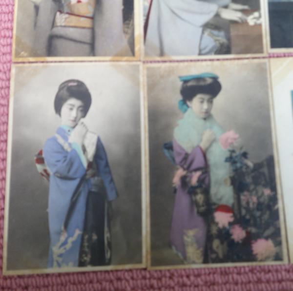 戦前　 絵葉書 手彩色 美人　11枚（内モノクロ１枚）明治大正令嬢　清楚　着物 美人絵葉書 11枚（手彩色10枚 モノクロ1枚） / 古本、中古