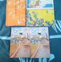 こくさい絵葉書　横山隆一画　カラーイラスト３種４枚袋付　１枚ダブり　