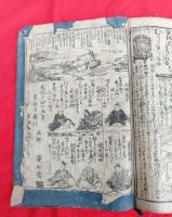 錦森百人一首万寿鑑　栄松斎画　　　木版絵入り　　
