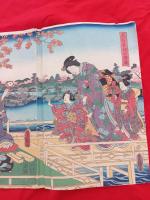 花紅葉祝の酒盛 　木版画　　　　豊国画 　