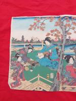 花紅葉祝の酒盛 　木版画　　　　豊国画 　