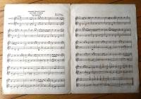 楽譜【義太夫 三十三間堂/第３版（Ａ４サイズ若干大きめ・全４ページ）】ヴァイオリンー二部合奏曲ーマンドリン楽譜（大正１５年）