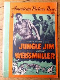 【映画「ジャングル・ジム（ジョニー・ワイズミュラー主演/ウィリアム・バーク監督）」パンフレット（Ｂ５サイズ・全６ページ一枚物）】アメリカン・ピクチュア・ニュース/昭和２５年