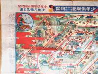 【城攻め一番乗り双六（多田北嶺・画）/裏面「太平洋横断飛行競争盤（柳田謙吉・画）」】「少年倶楽部」昭和３年１月号付録