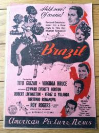 【ブラジル（ティトー・ギザール/主演 ジョセフ・サントリー/監督）」パンフレット（Ｂ５サイズ・全６ページ一枚物）】アメリカ映画ウィークリー/昭和２４年