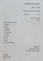 a decade of progress 1961-1971　TANZANIA NOTES AND RECORDS NUMBER76
