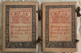 Padova in onore di Francesco Petrarca. Two Volumes, complete. Commemorative scholarly edition, Padua, 1904–1909. Volume I: Il Bucolicum Carmen e i suoi commenti inediti, edited and illustrated by Antonio Avena (Padua, Società Cooperativa Tipografica, 1906).
Volume II: Miscellanea di studi critici e ricerche erudite (Padua, Società Cooperativa Tipografica, 1909)