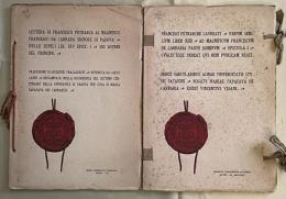 LETTERA DI FRANCESCO PETRARCA AL MAGNIFICO
FRANCESCO DA CARRARA SIGNORE DI PADOVA
DELLE SENILI LIB. XIV EPIST. I
SUI DOVERI DEL PRINCIPE.

TRADUZIONE DI GIUSEPPE FRACASSETTI
RIVEDUTA DA CARLO LANDI
RISTAMPATA NELLA RICORRENZA DEL SETTIMO CENTENARIO
DELLA UNIVERSITÀ DI PADOVA
PER CURA DI MARIA PAPAFAVA DEI CARRARESI.


FRANCISCI PETRARCHAE LAUREATI
RERUM SENILIUM LIBER XIII
AD MAGNIFICUM FRANCISCUM
DE CARRARIA PADUAE DOMINUM
EPISTOLA I
QUALIS ESSE DEBEAT QUI REM PUBLICAM REGIT.

FERIS SAECULARIBUS ALMAE UNIVERSITATIS STUDII PATAVINI
ROGATU MARIAE PAPAFAVAE DE CARRARIA
EDIDIT VINCENTIUS USSANI.