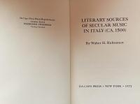 Literary Sources of Secular Music in Italy(CA.1500)