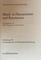 Musik in Humanismus und Renaissance. (Mitteilung der Kommission für Humanismusforschung VII)