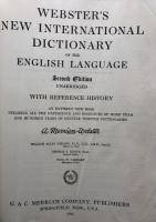 Webster's New International Dictionary of the English Language Second Edition Unabridged with reference History:
 An entirely new book utilizing all the experience and resources of more than one hundred years of genuine Webster Dictionaries