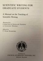 Scientific Writing for Graduate Students: A Manual on the Teaching of Scientific Writing