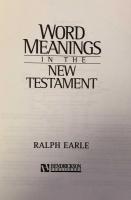 Word Meanings in the New Testament