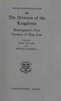 The Division of the Kingdoms　Shakespeare's Two Versions of King Lear