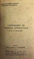 Landmarks in French Literature: Home University Library of Modern Knowledge 