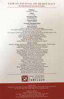 Taiwan journal of Democracy : An international journal of politics  Volume 1 No.1 July 2017