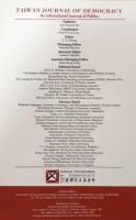Taiwan journal of Democracy  An International Journal of Politics  Volume 15,No.1 July 2019