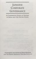 Japanese Corporate Governance: A Comparative Study of Systems in Japan and the United States