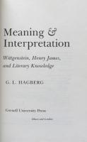 Meaning and Interpretation: Wittgenstein, Henry James, and Literary Knowledge