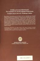 Interlanguage Phonology: Acquisition of a Second Language Sound System (Series on Issues in Second Language Research)