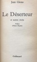 Le Déserteur et autres récits