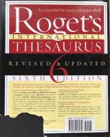 Roget's International Thesaurus  Sixth Edition  Revised & Updated