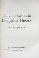 Current Issues in Linguistic Theory