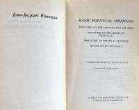 Jean-Jacques Rousseau.Basic Political Writings:Discourse on the Sciences and the Arts.Discourse on the Origin of Inequality.Discourse on Political Economy.On the Social Contract