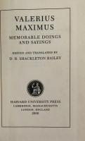 Valerius Maximus：Memorable Doings and Sayings, Volume I : Books ⅠーⅤ. Volume Ⅱ:Books ⅥーⅨ(Loeb Classical Library No.492・493)