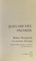 Walter Benjamin : Un Itinéraire Théorique