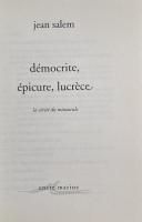 Démocrite, épicure, lucrèce - la vérité du minuscule (encre marine)