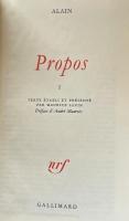 Alain: Propos: TomeⅠ・Ⅱ （Bibliothèque de la Pléiade）