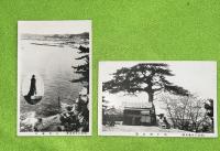 戦前絵葉書　磐城小名浜名所　三崎海岸、公園ヨリ見タル市街、冨ケ浦公園、三崎海岸（灯台）4枚一括
