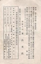 海軍大臣 米内光政葉書（印刷、招待）