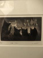 銅版画　高野玲子　酒場（今夜も）