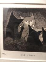 銅版画　高野玲子　酒場（今夜も）