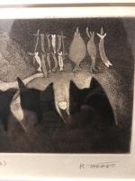 銅版画　高野玲子　酒場（今夜も）