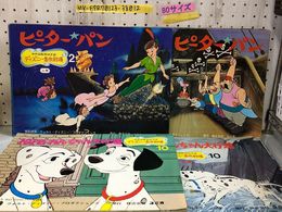 3_    紙芝居 ディズニー名作特選 ピーターパン 101匹わんちゃん大行進 上下巻揃い 計64枚 原色版 ウォルト・ディズニー ケース欠