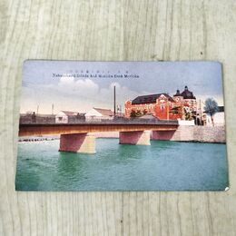 1_　絵葉書 岩手県 盛岡 中の橋と盛岡銀行 赤レンガ 絵はがき中ノ橋 中津川 030253