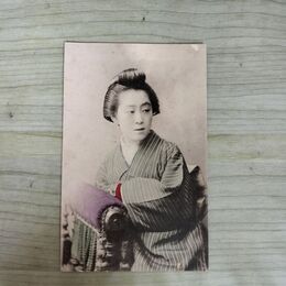 1_　絵葉書 美人 着物 戦前 手彩色 290060