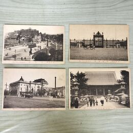 1_　計4枚 まとめ 絵葉書 東京名所 浅草観音 帝国劇場 日本橋 赤坂御所 戦前 290062