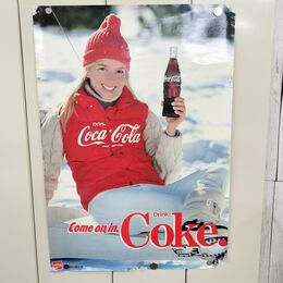 1_　ポスター コカコーラ 金髪美女 Come on in Coke B2サイズ 角破れ セロテ跡有 190261